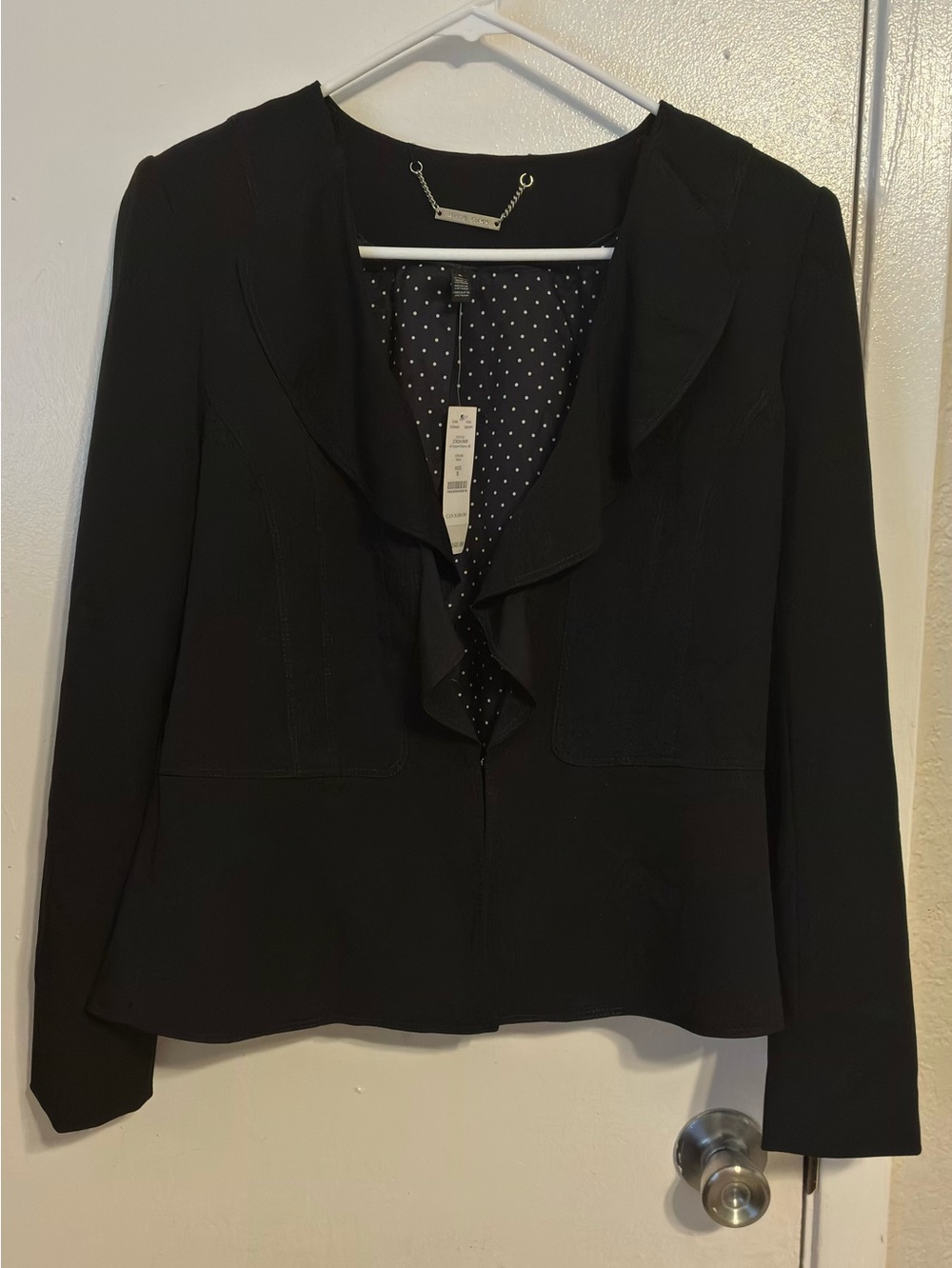 White House Black Market Black Ruffle-Front Blazer
